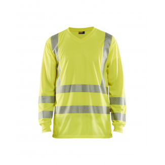 3385 T-shirt manches longues col V haute-visibilité anti-UV